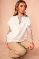 Nika Cream Knit Lace Sleeve Jumper