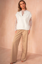Nika Cream Knit Lace Sleeve Jumper