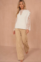 Nika Cream Knit Lace Sleeve Jumper