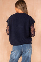 Nika Navy Knit Lace Sleeve Jumper
