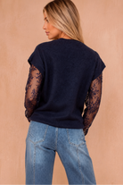 Nika Navy Knit Lace Sleeve Jumper