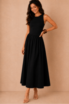 Nikola Black Pleated Sleeveless Dress