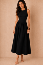 Nikola Black Pleated Sleeveless Dress