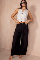 Nina Black Wide Leg Trousers
