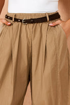Nina Camel Cotton Belted Barrell Trousers
