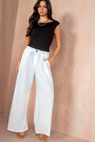 Nina White Wide Leg Trousers