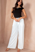 Nina White Wide Leg Trousers