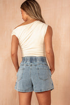 Nisha Buttercream One Shoulder Ruched Top
