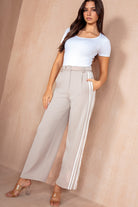 Nora Stone Striped Wide Leg Trousers