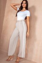 Nora Stone Striped Wide Leg Trousers