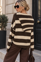 Noreen Chocolate & Stone Knit Jumper
