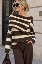 Noreen Chocolate & Stone Knit Jumper