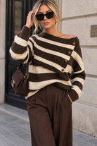 Noreen Chocolate & Stone Knit Jumper