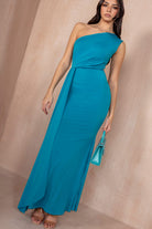 Norma Turquoise One Shoulder Midi Dress