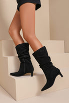 Nova Black Faux Suede Heeled Boots