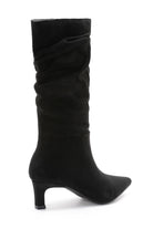 Nova Black Faux Suede Heeled Boots