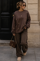 Novah Chocolate Studded Heart Sweater