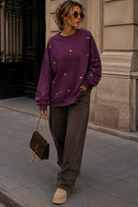 Novah Plum Studded Heart Sweater