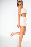 Novalee Cream Faux Feather Skirt Co Ord
