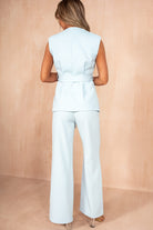 Nuala Baby Blue Belted Waistcoat