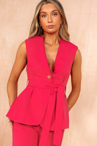 Nuala Fuchsia Belted Waistcoat