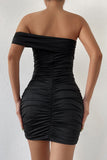 Nyla Black One Shoulder Dress
