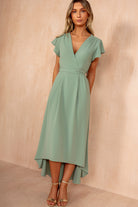 Nyla Duck Egg Belted Midi Dress