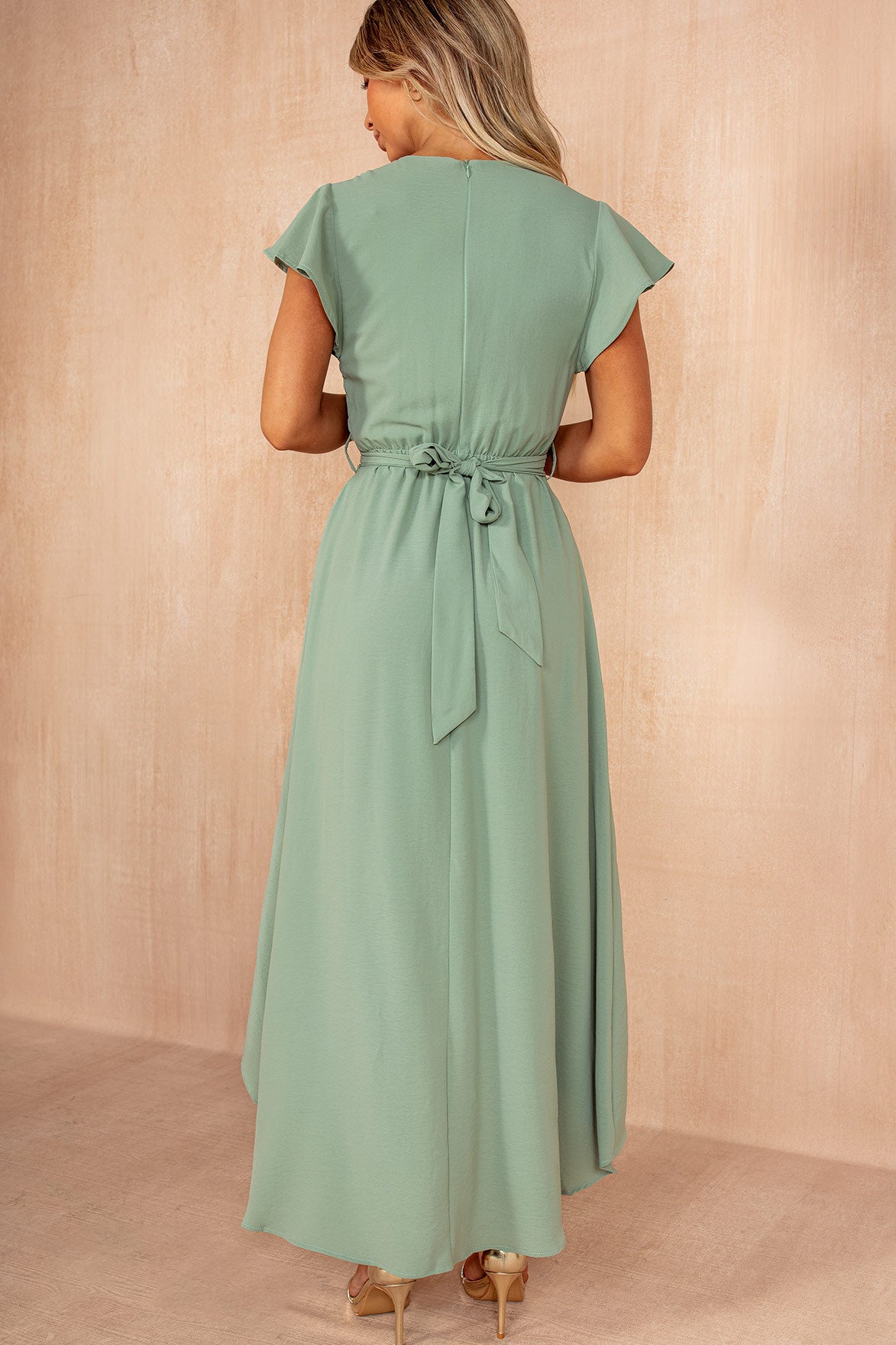 Nyla Duck Egg Belted Midi Dress