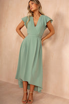 Nyla Duck Egg Belted Midi Dress