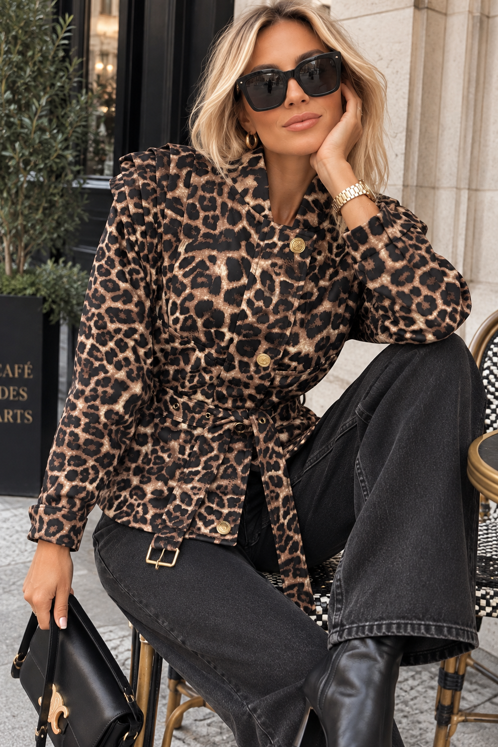 Nylan Leopard Print Structured Jacket