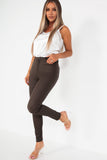 Nyssa Chocolate Faux Leather Trousers