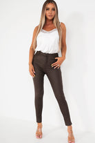 Nyssa Chocolate Faux Leather Trousers