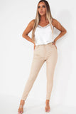 Nyssa Cream Faux Leather Trousers