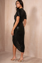 Oakleigh Black Sequin Wrap Dress