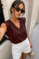 Oakleigh Burgundy Cotton Shoulder Padded Top
