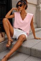 Oakleigh Pink Cotton Shoulder Padded Top