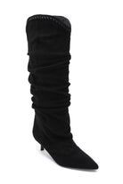Oaklen Black Suedette Slouch Knee High Boots