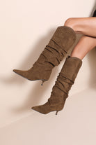 Oaklen Camel Suedette Slouch Knee High Boots