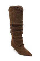 Oaklen Camel Suedette Slouch Knee High Boots