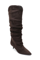 Oaklen Chocolate Suedette Slouch Knee High Boots