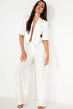 Octavia White Sheen Wide Leg Trousers