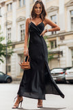 Odelia Black Satin Dress