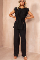 Odessa Black Pleated Co Ord