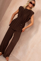 Odessa Chocolate Pleated Co Ord