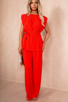 Odessa Red Pleated Co Ord