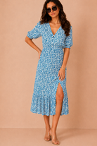 Odetta Blue Floral Midi Dress