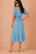 Odetta Blue Floral Midi Dress