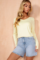 Odilia Lemon Slinky V Neck Top - Vavavoom.ie