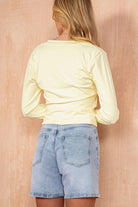 Odilia Lemon Slinky V Neck Top - Vavavoom.ie