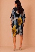 Ofelia Black Satin Printed Kaftan Dress